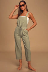 Verona Sage Green Drawstring Wide-Leg Jumpsuit