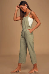 Verona Sage Green Drawstring Wide-Leg Jumpsuit