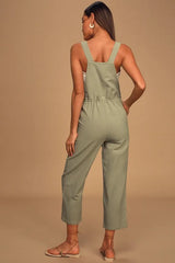 Verona Sage Green Drawstring Wide-Leg Jumpsuit