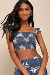 Trancoso Dusty Blue Floral Print Two-Piece Maxi Dress