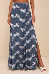 Trancoso Dusty Blue Floral Print Two-Piece Maxi Dress