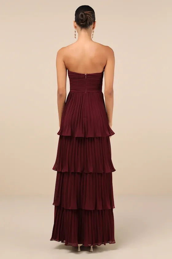 Seriously Sensational Plum Purple Strapless Tiered Maxi Dress