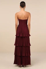 Seriously Sensational Plum Purple Strapless Tiered Maxi Dress