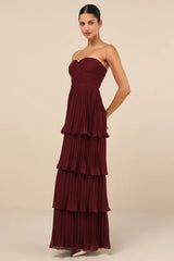 Seriously Sensational Plum Purple Strapless Tiered Maxi Dress