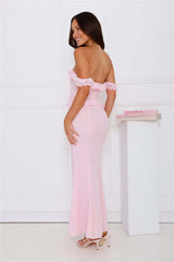 Embrace Your Magic Off Shoulder Maxi Dress Pink