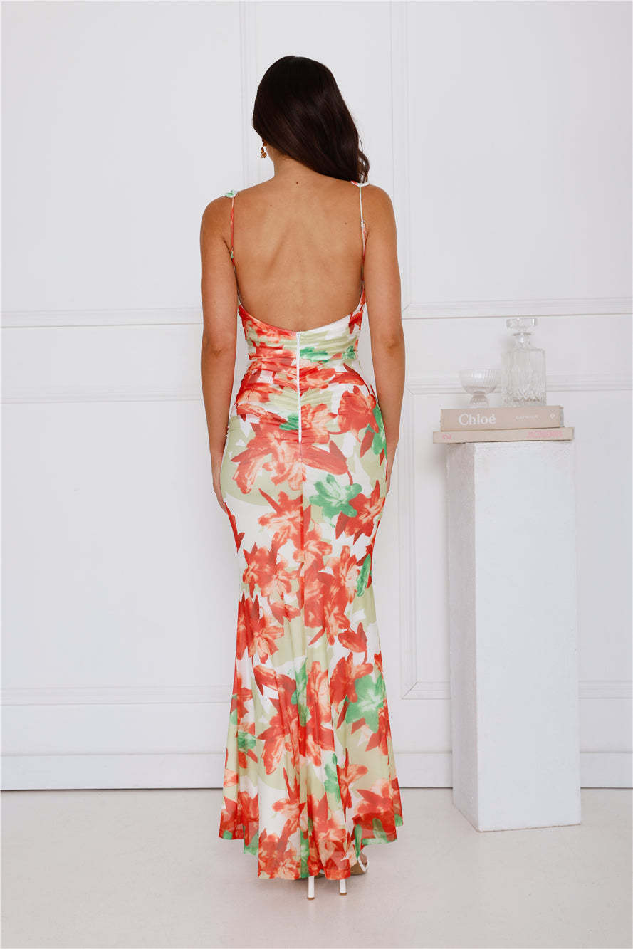 Paradise Breeze Mesh Maxi Dress Orange