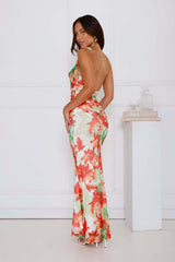 Paradise Breeze Mesh Maxi Dress Orange