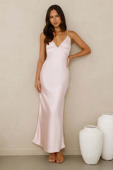 Chic 'Fit Slip Satin Maxi Dress Pink