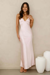 Chic 'Fit Slip Satin Maxi Dress Pink