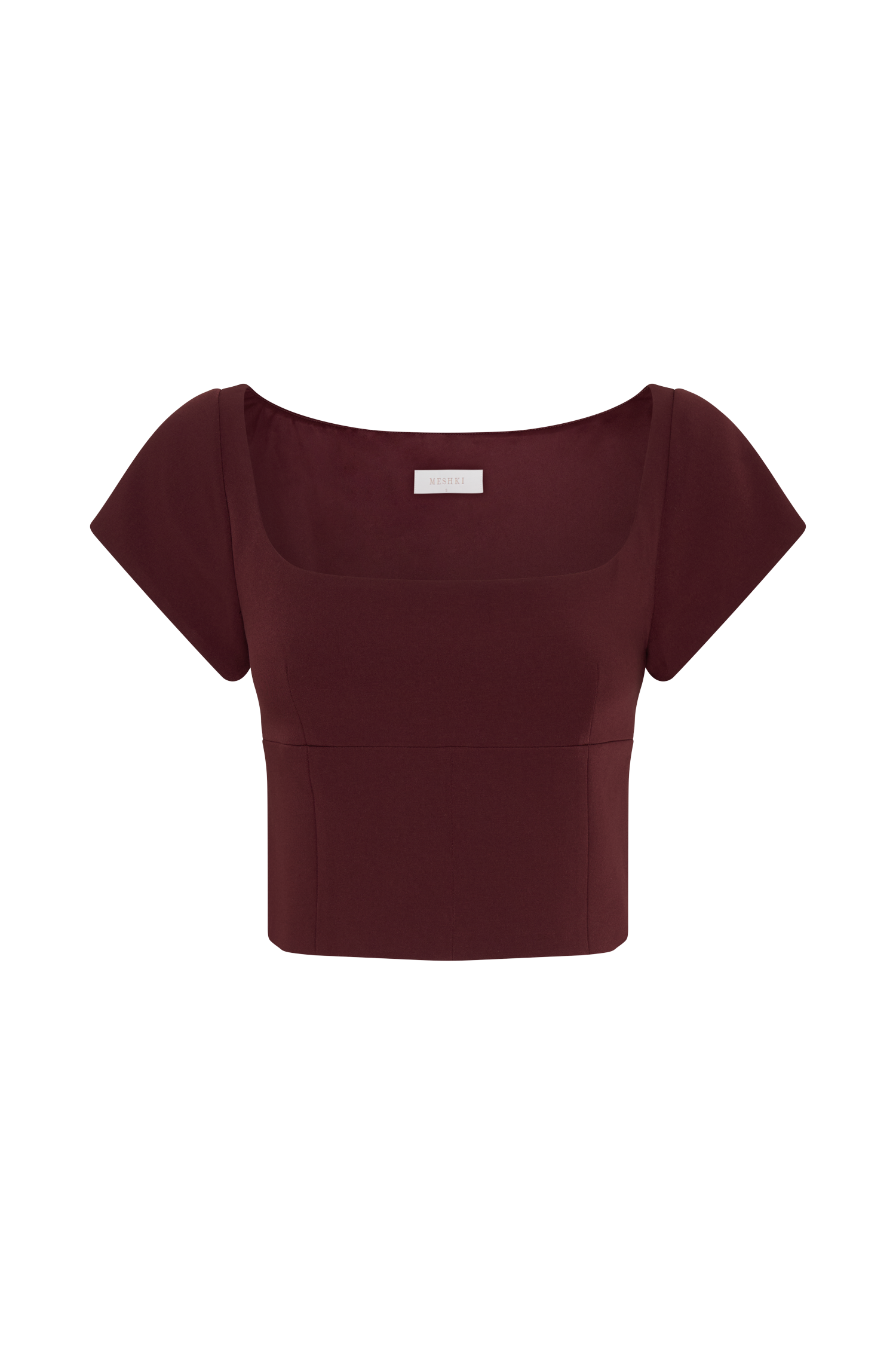Ellis Cap Sleeve Longline Suiting Top - Mahogany