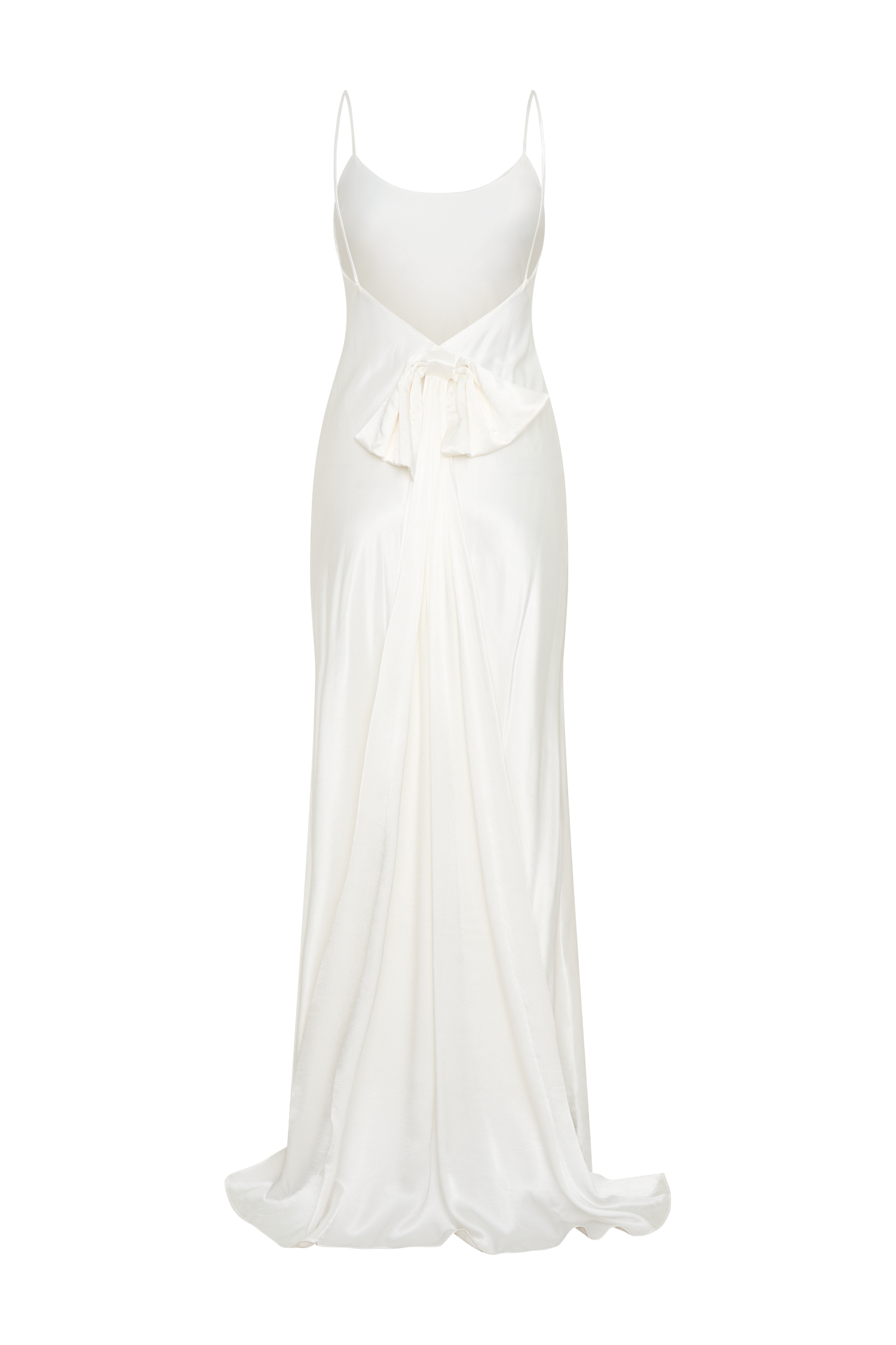 Kailey Low Back Maxi Dress With Detachable Bow Train - White