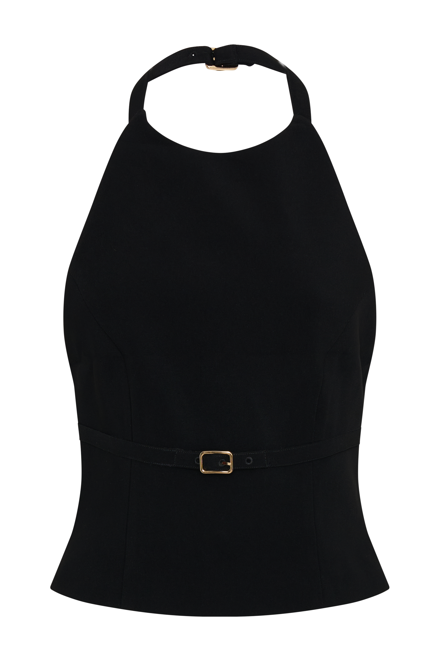 Letitia Suiting Halter Top With Buckle - Black