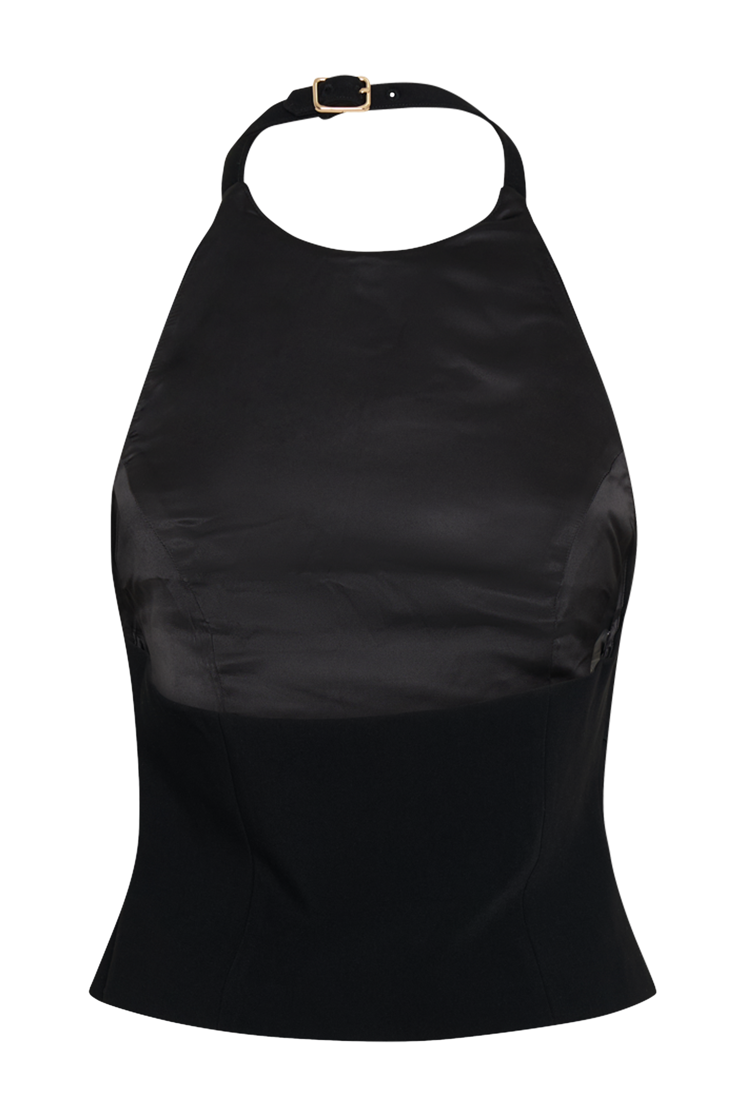 Letitia Suiting Halter Top With Buckle - Black