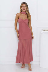 East Coast Edge Mesh Maxi Dress Plum