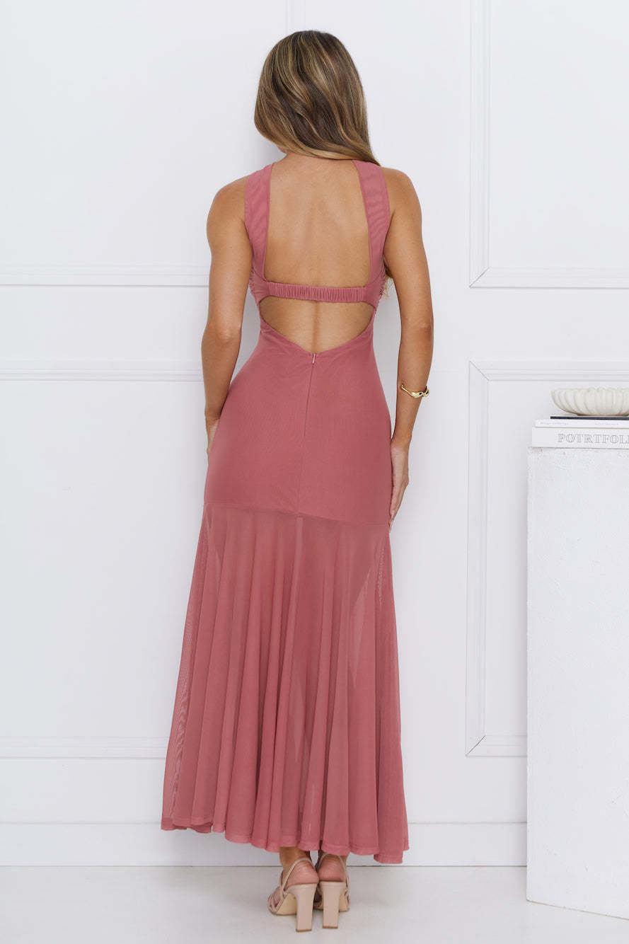 East Coast Edge Mesh Maxi Dress Plum